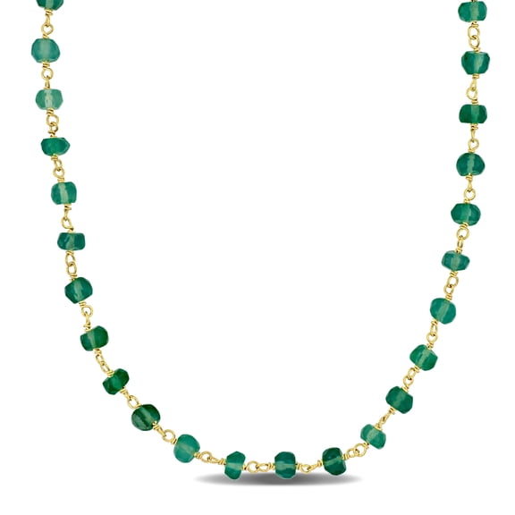 Everly Women's 4ct TGW Green Onyx Rosary 14k Yellow Gold Bead Necklace