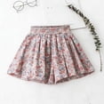 thumbnail image 4 of YTCAMLO Mini Skater Skirt for Girls Casual Boho Elastic Waisted Flared Skirts Floral Printed Ruffle Chiffon Skorts Summer Beach Outfits, Pink 1-2Years, 4 of 6