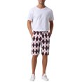 thumbnail image 2 of INSPIRE CHIC Argyle Shorts for Men's Regular Fit Flat Front Contrasting Colors Patterned Shorts 30 Black White, 2 of 5