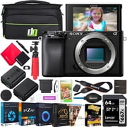 Sony a6100 Mirrorless 4K Interchangeable Lens Camera Body ILCE-6100B Double Battery Content Creator Bundle with Deco Gear Case + 64GB Card + Photo Video Software and Accessories Kit