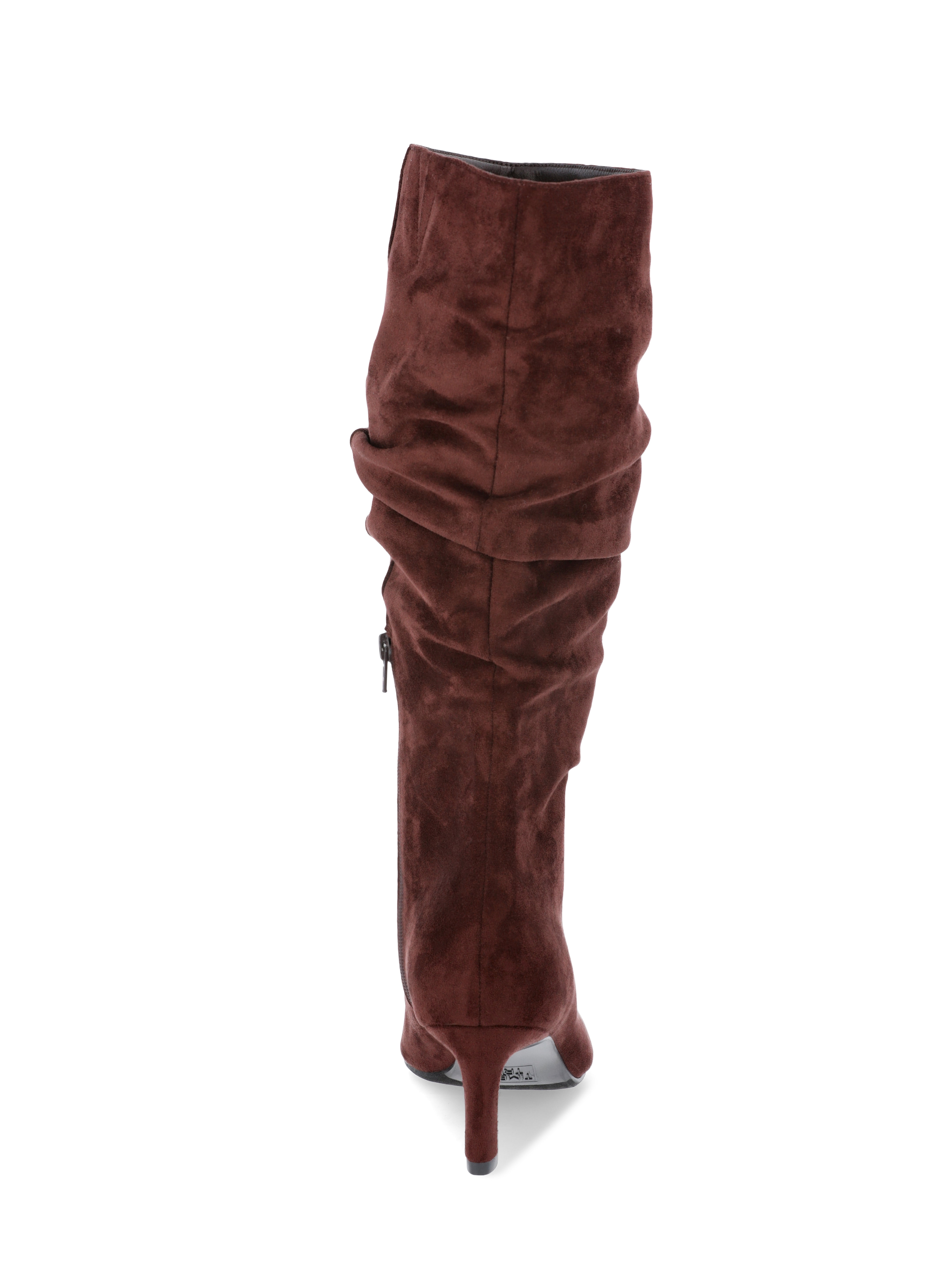 Time and Tru Women's Faux Suede Slouch Boots with Kitten Heels, Wide Width Available