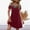 Wine, variant on ZZwxWA Women's Cold Shoulder Sexy Party Dresses Casual Short Sleeve V Neck A-Line Swing Knee Length Dress Tunic Plus Size Womens Sundress