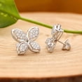 thumbnail image 3 of Meera Jewels 925 Sterling Silver Shiny White CZ Flower Stud Earrings Jewelry Gift For Women, 3 of 6