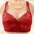 thumbnail image 2 of Htigea Plus Size Lace Bras for Women Front Closure Snap Wireless Bra Comfy Full Coverage Nursing Bra Underwear Red 50, 2 of 6