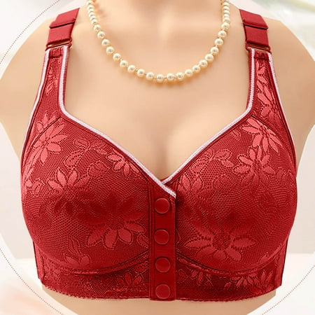 Mrasaso Deals of The Day Clearance! Women Beach Fashion Women Nylon Bra Women s Embroidered Thin-Style Ventilated Large Size BraNo Steel Rim for Support and Comfort(1pc Bra) Red|38