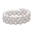 thumbnail image 5 of Women Elegant Crystal Artificial Pearl Rhinestone Stretch Sparkly Bracelet - White, 3 Row, 5 of 10