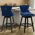 thumbnail image 3 of TEWLOSS 26" Swivel Counter Height Bar Stools with Back Set of 2, Blue Velvet Kitchen Stools, 3 of 10
