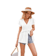 thumbnail image 2 of Blusa Informal de Corta con Cuello en V y Volantes para Mujer, Camisa de Botones para Oficina, Color , Talla XL, 2 of 8
