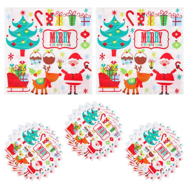 20 servilletas de papel navideñas con estampado navideño, desechables, para decoración de fiestas.