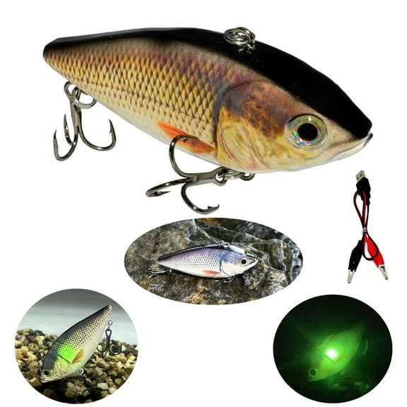 Abziyat Fishing Lure Bait Swimbait Vibration Electric Minow USB Charge Wobblers Flashing LED Light 3.1inch Vivid Fish