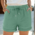 thumbnail image 2 of TTUHYWXI Shorts for Women Summer Casual High Waisted Drawstring Wide Leg Womens Gauze Shorts (Mint Green, XXL), 2 of 7