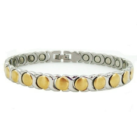 Magnetic Bracelets Gold Golden Circles Women's Stainless Steel Magnetic Bracelet With Powerful Magnets, Magnetic Bracelet For Women ()