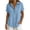 Sky Blue, variant on Lenpel Women's Cotton Linen Tops Rolled Short Sleeve Half Button Collared Pleated T-Shirts Casual Loose Tunic Blouses