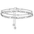 thumbnail image 1 of 2Pcs Silver Stainless Steel Anklet Set For Women Cuban Link Chain Foot Jewelry, 1 of 4