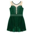 thumbnail image 4 of iiniim Kids Girls Figure Ice Skating Leotard Dress Sleeveless Gymnastics Ballroom Dancewear Green 14, 4 of 7