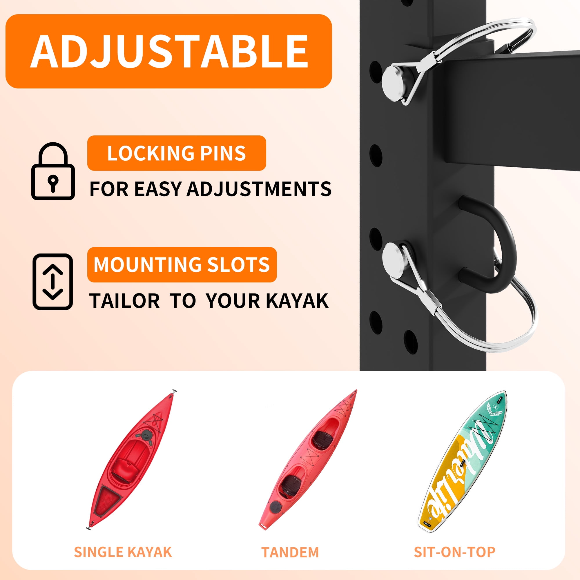 Freestanding Outdoor Kayak Storage Rack Hold 3 Kayaks Heavy Duty Adjustable Stand with Lockable Wheels for Kayak SUP Surfboard Canoe