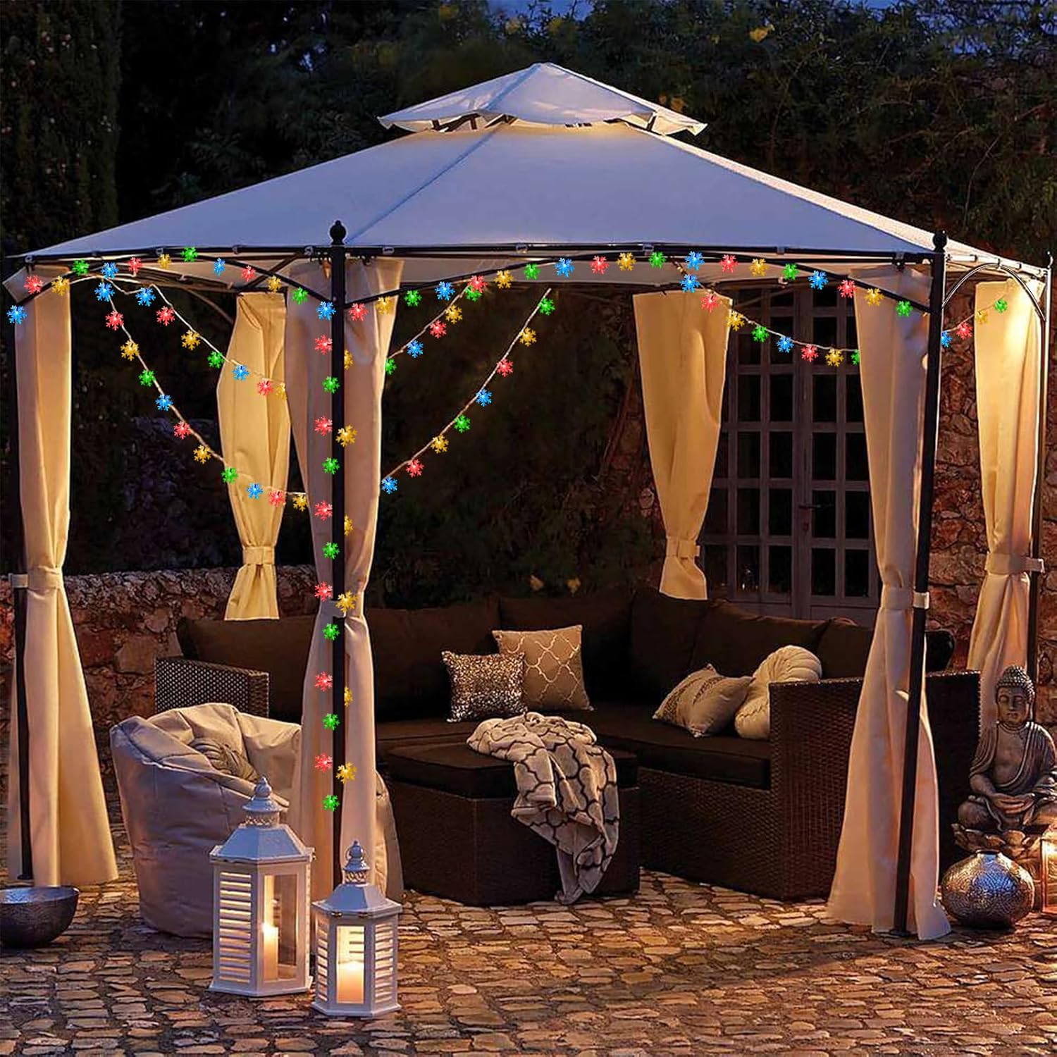 Fohil Solar Christmas Snowflake String Lights 39 Ft photo 6