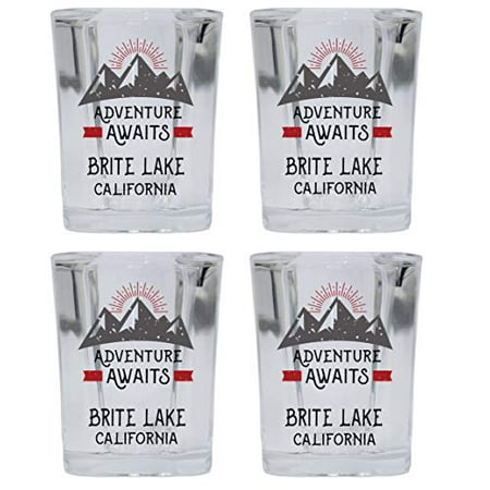 

Brite Lake California Souvenir 2 Ounce Square Base Liquor Shot Glass Adventure Awaits Design 4-Pack