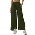 thumbnail image 3 of YanHoo High Waisted Work Pants for Women Business Casual Palazzo Trousers 2026 Summer Wide Leg Office Dressy Pants with Pockets Green,XL, 3 of 8