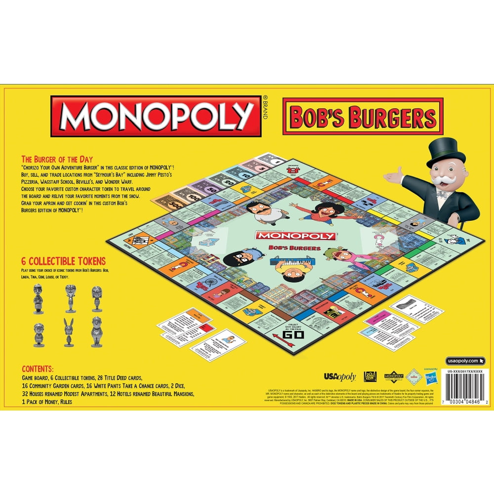 Monopoly Bob's Burgers Board Game with 6 Collectible Tokens Brand New 