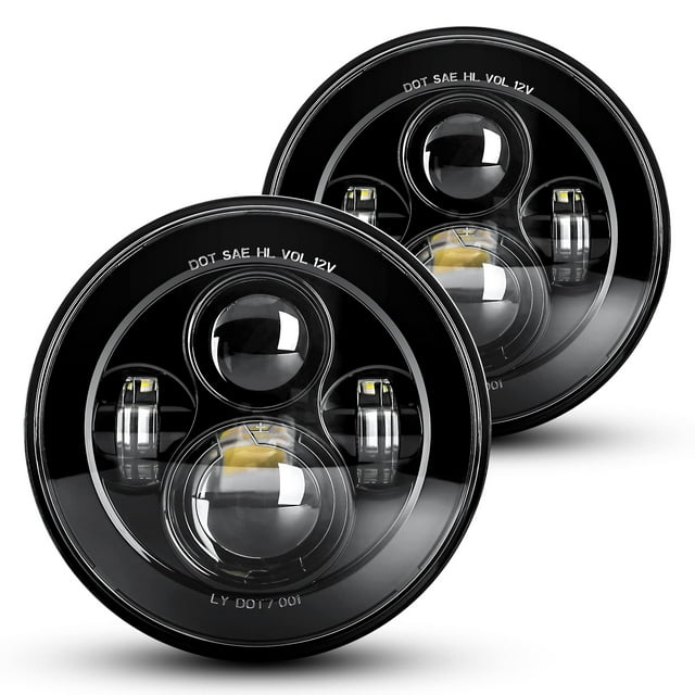 Faros LED LX-LIGHT redondos de 7 pulgadas, negros, luz alta y baja (par)
