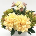 thumbnail image 2 of Enova Home Artificial Daisy and Mixed Silk Flowers Arrangement in White Ceramic Vase (Green Yellow), 2 of 4