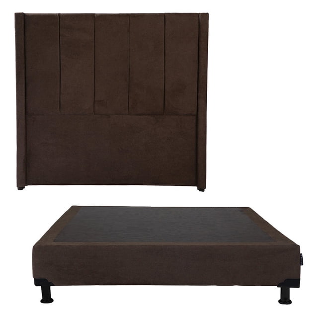 Box Base Cama Matrimonial + Cabecera Nizza Chocolate