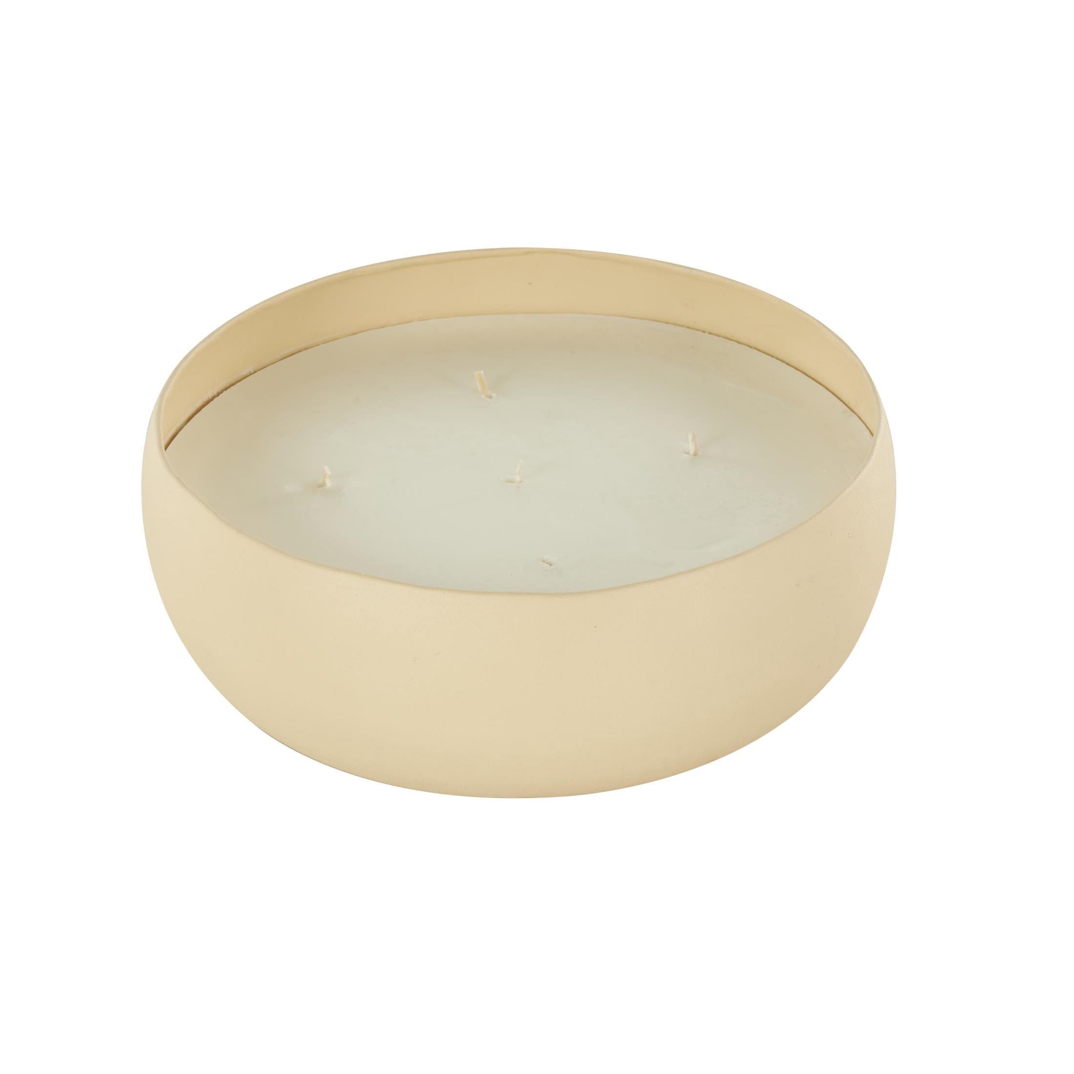 DecMode Beige Metal Eucalyptus Spa Scented Textured 63oz 5 Wick Candle with White Wax