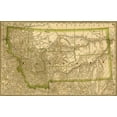 thumbnail image 2 of Vintage Maps 24x17 Black Ornate Wood Framed with Double Matting Museum Art Print Titled - Montana 1881, 2 of 4