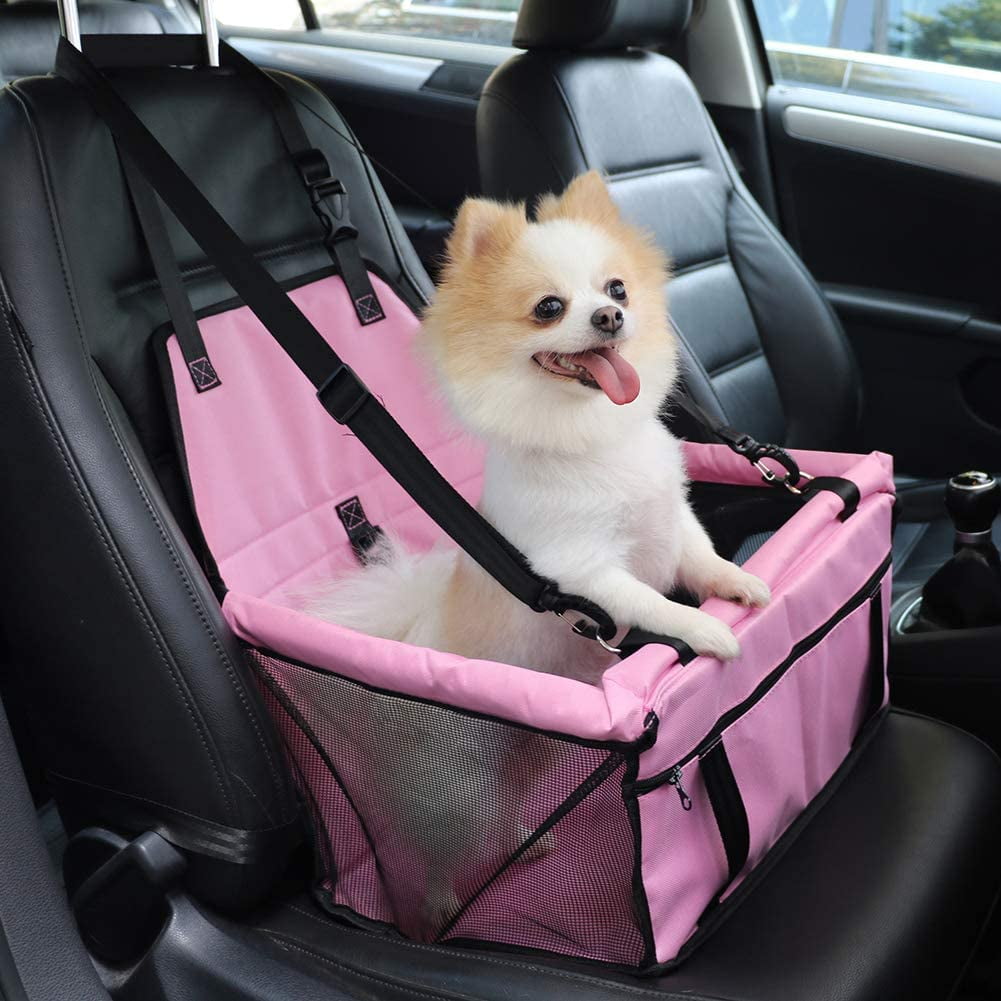 Pet Reinforce Car Booster Seat for Dog Cat Portable and Breathable Bag with Seat Belt Dog Carrier Safety Stable for Travel with Clip on Leash and Storage Package Walmart