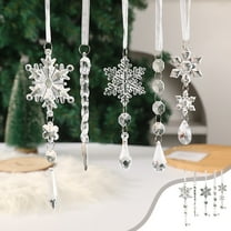 Japceit Hollow Christmas Ice Ornaments, Transparent Icicle Style Hanging Pendants, 10-Piece Reflective Decor for Tree, Window, Display