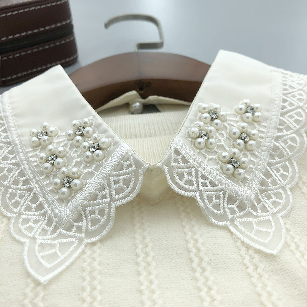 Faux Col En Dentelle Brodé Détachable - Col Ras Du Cou - Nylon Léger - Pour Chemisier, Robe - Noël, Cadeau, Fête