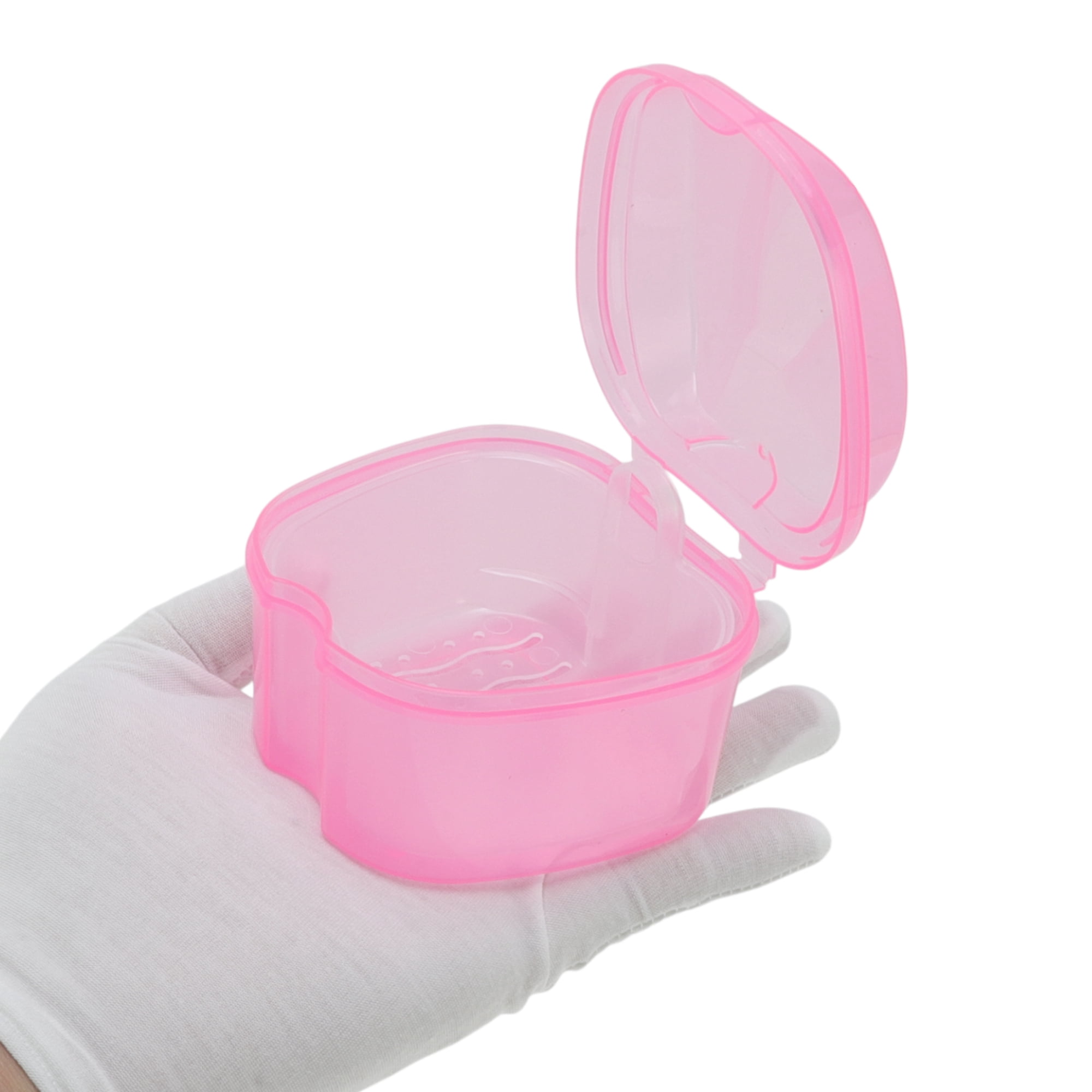 Unique Bargains Portable Braces Box with Strainer 1 Pc Clear, Pink