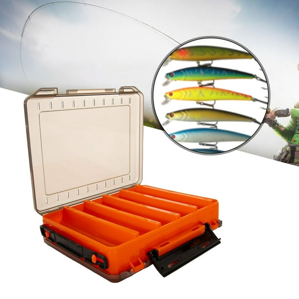 Tackle Box, Fishing Box with Handle, Fishing Tackle Storage Portable Double  Sided Tackle Box Case Container Orange 20.5x17x5cm 