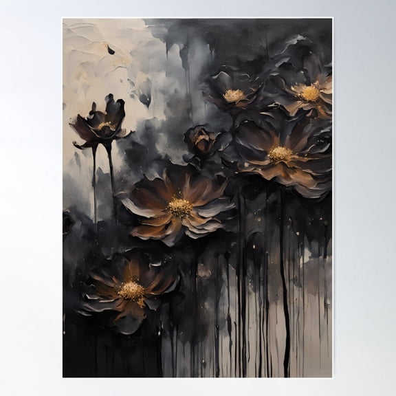 Gothic Flowers Poster Wall Art, Modern Wall Decor For Living Room Bedroom, 8x12 UNFRAMED