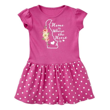 

Inktastic Delaware Home is Where the Heart is with Watercolor Floral Gift Baby Girl Dress