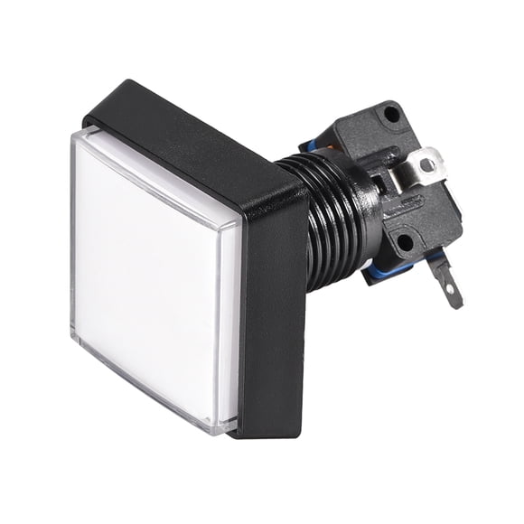 Botón de presión cuadrado Uxcell de 50x50 12V con LED y microinterruptor blanco