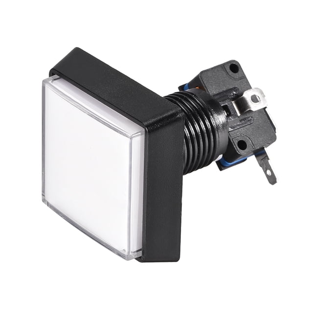 Botón de presión cuadrado Uxcell de 50x50 12V con LED y microinterruptor blanco