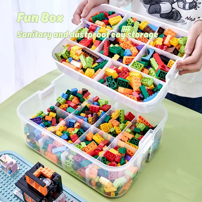 Stackable Building Blocks Storage Box with Removable Compartments, Sorting  and Storing Box Organizer for Toy Building Blocks and Other Small Items
