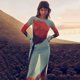 thumbnail image 2 of Women's Sexy See-Through Mesh Long Sleeve Dress High Waist A-Line Long Skirt Blue Floral Print Round Neck, 2 of 4