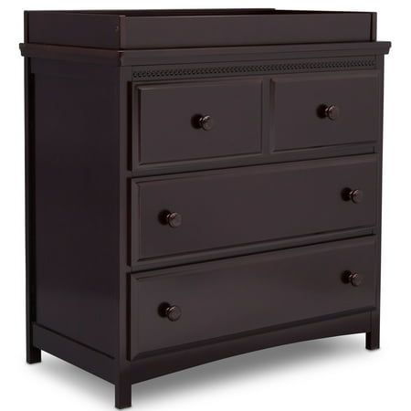 Delta Children Waverly 3 Drawer Dresser with Changing Top, Dark Chocolate