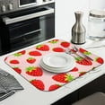 thumbnail image 3 of 2pcs Sweet Strawberry Fruit Kitchen Mat, Pink & Red Colored Berry Pattern, Heat Resistant & Quick Dry Microfiber Pad, Reusable & Durable, 3 of 6