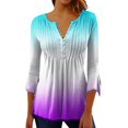 thumbnail image 1 of Mode Femme Dégradé - Boutonné Mi-Manches Ample Demi-Chemise Cardigan Chemise, 1 of 5