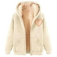thumbnail image 4 of Zip Up Jackets for Women Fleece Heart Print Oversized Long Sleeve Hooded Sweatshirts Winter Casual Hoodies, 4 of 5