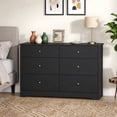 thumbnail image 5 of Ktaxon 6 Drawer Double Dresser Wood Dresser Storage Cabinet Drawer Organizer Chest of Drawers, Black, 5 of 8