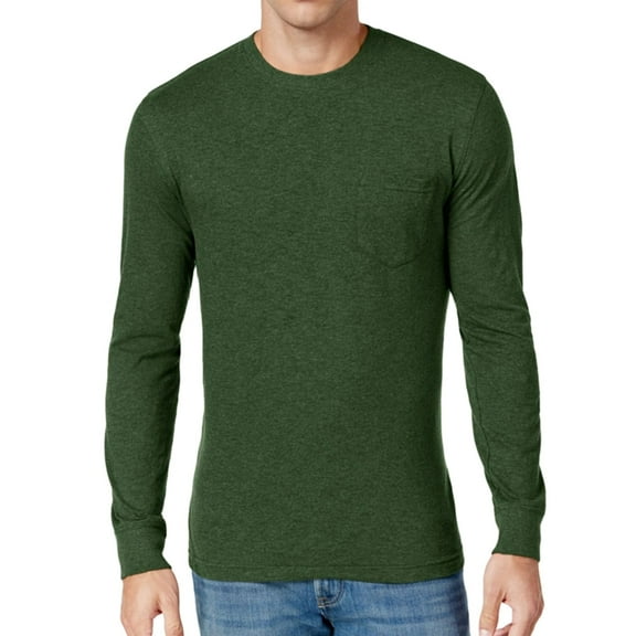 Club Room Mens LS Pocket Basic T-Shirt, Green, XX-Large