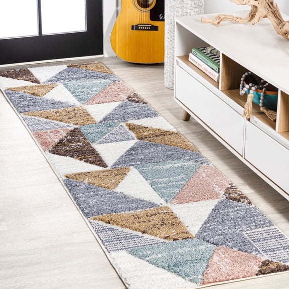 JONATHAN Y SANTA THERESA 2 x 8 Runner Rug, Aileen Scandi Colorblock Carved - Multi, SNT107A-28