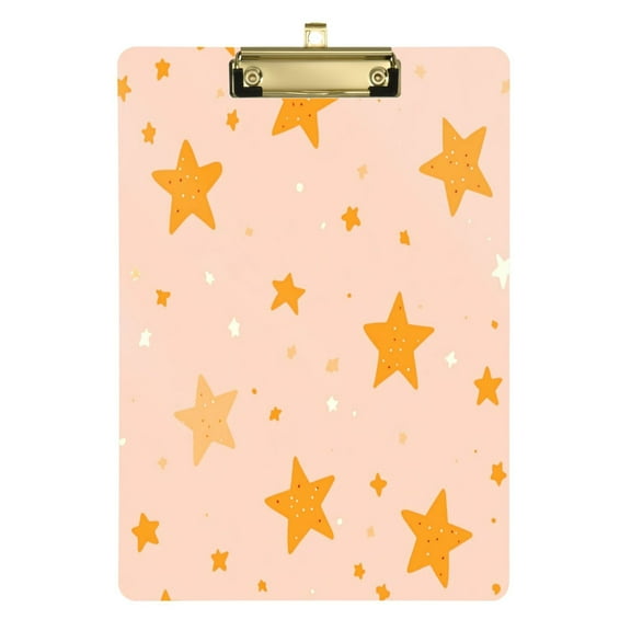 Star Pattern 12.5x9in Clipboard, Durable Acrylic with Metal Clip and Wall Hook for Office or Classroom