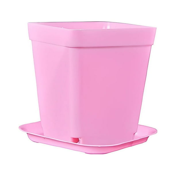 Inteprter Maceta cuadrada Color caramelo Macetas Orificio de drenaje Jardinería Horticultura Maceta con bandeja Jardín Balcón Jardín y Patio Rosa