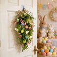 thumbnail image 2 of SIYTUAU Artificial Tulips Bow Wreath Door Hanger For Easter Home Decoration Faux Flower Arrangement With Ribbon For Spring Holiday Festivities, 2 of 7